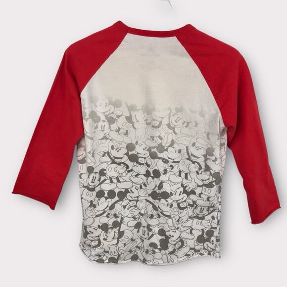 Disney Micky Mouse Tee Shirt Red & White Raglan Classic T - Shirt 100% Cotton. - Picture 4 of 6